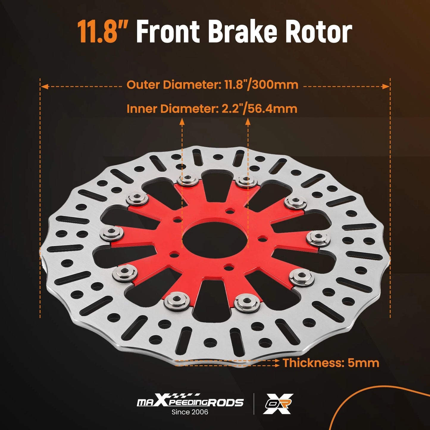 Front Brake Rotor Disc 11.8" for Harley-Davidson Touring Electra Glide (2008–2019)