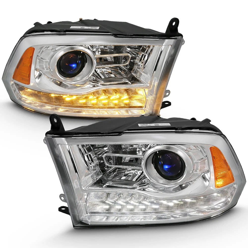 Chrome Clear Lens Projector Headlight Set w/Halo for 2011-2018 Ram 3500