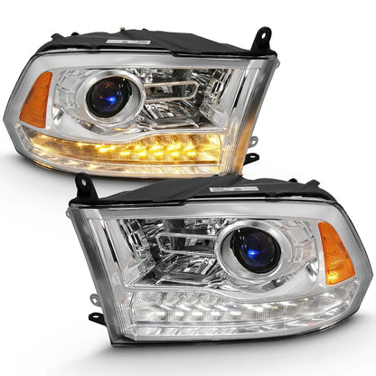 Chrome Clear Lens Projector Headlight Set w/Halo for 2011-2018 Ram 3500