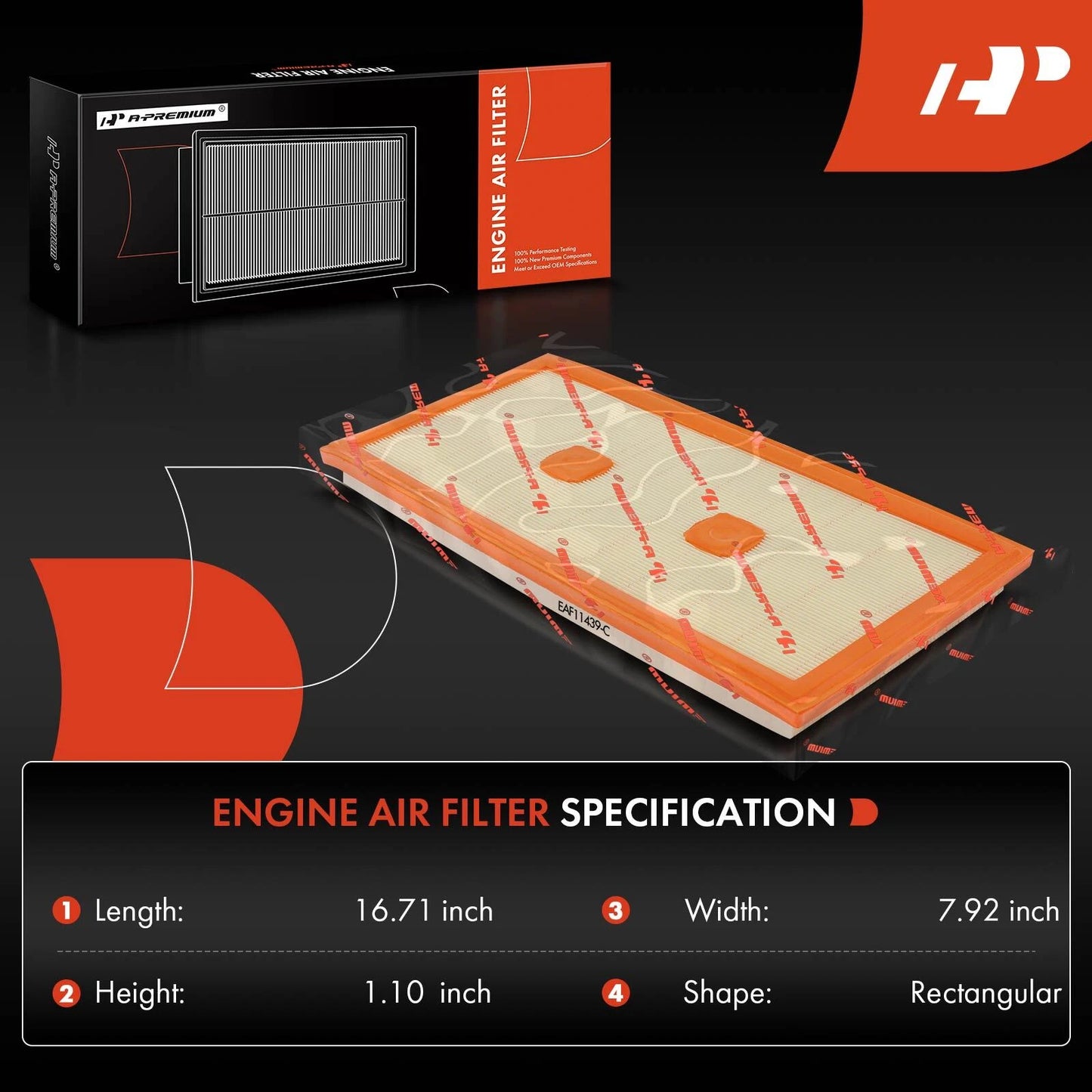 2X Engine Air Filter for Mercedes-Benz C350 C300 E300 E350 (2012–2015)
