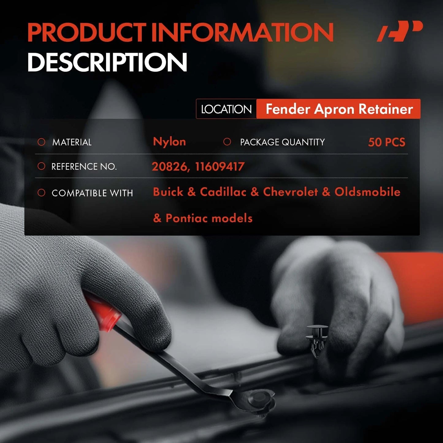 50x Fender Apron Retainer Push-Type for Chevy Buick