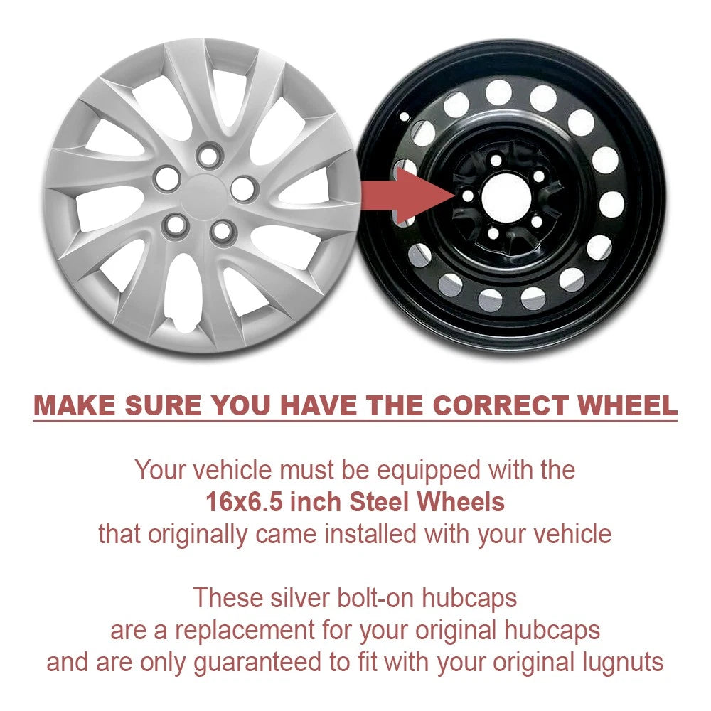 16 inch Bolt On Wheel Covers Hubcaps for 2011-2018 Hyundai Elantra Steel