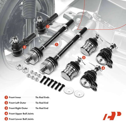 8x Front Inner Outer Tie Rod Ball Joint for Dodge Durango (1998–1999)