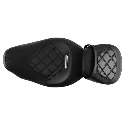 Black PU Seat Driver & Passenger for Harley Touring (2009–2018)