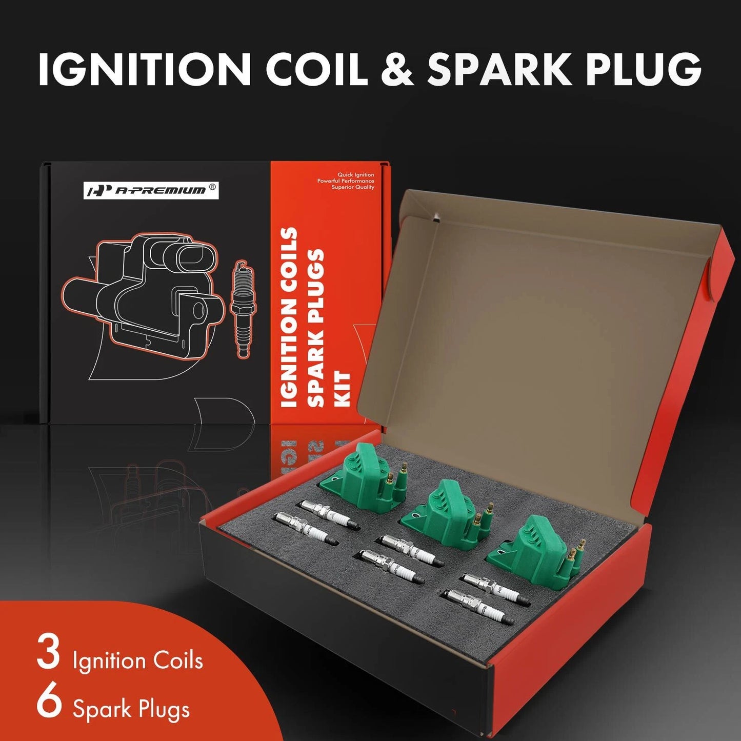 3X Ignition Coil & 6X Iridium Spark Plug for Chevrolet Cadillac Buick