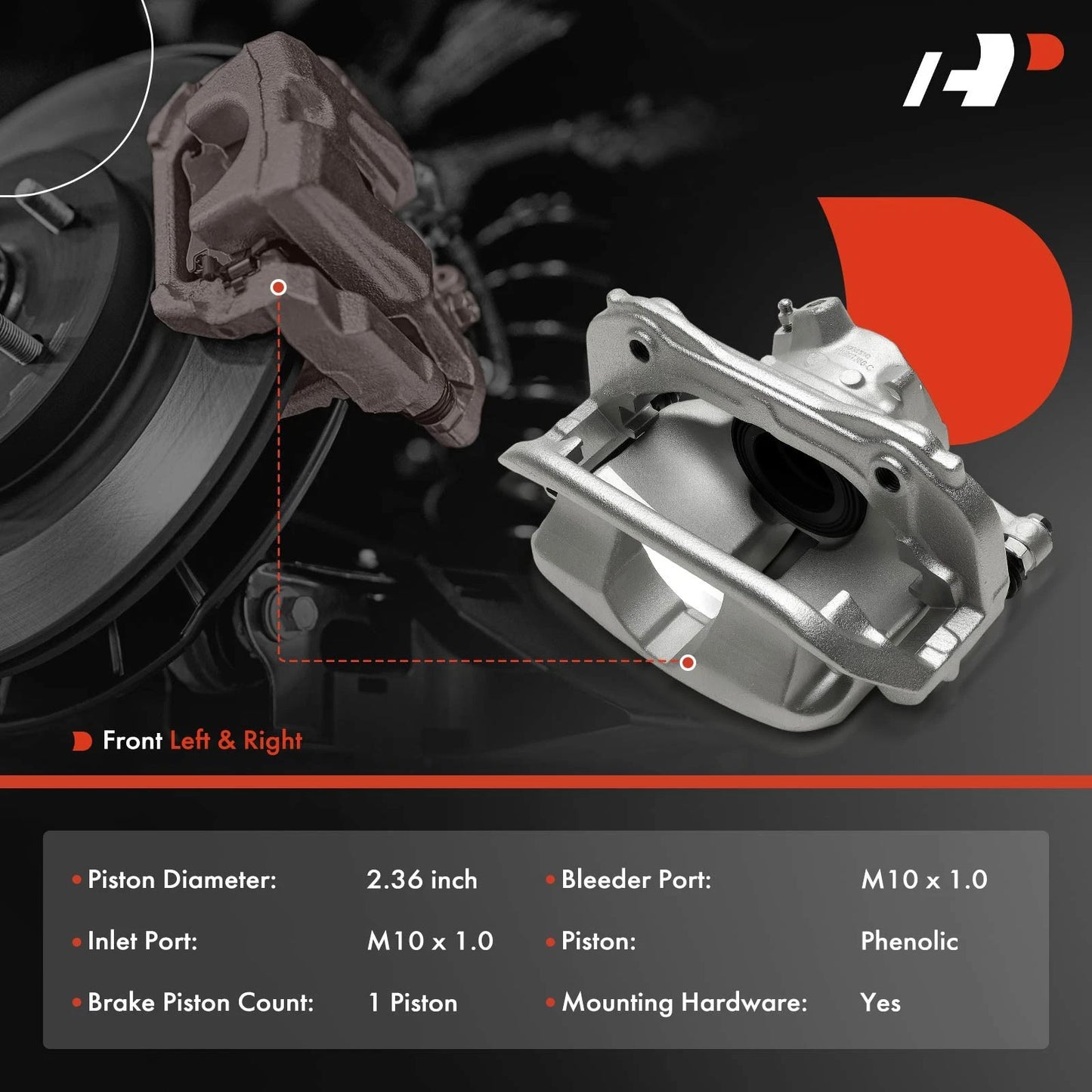 2X Brake Caliper with Bracket for Mercedes-Benz E300 (2017–2023)