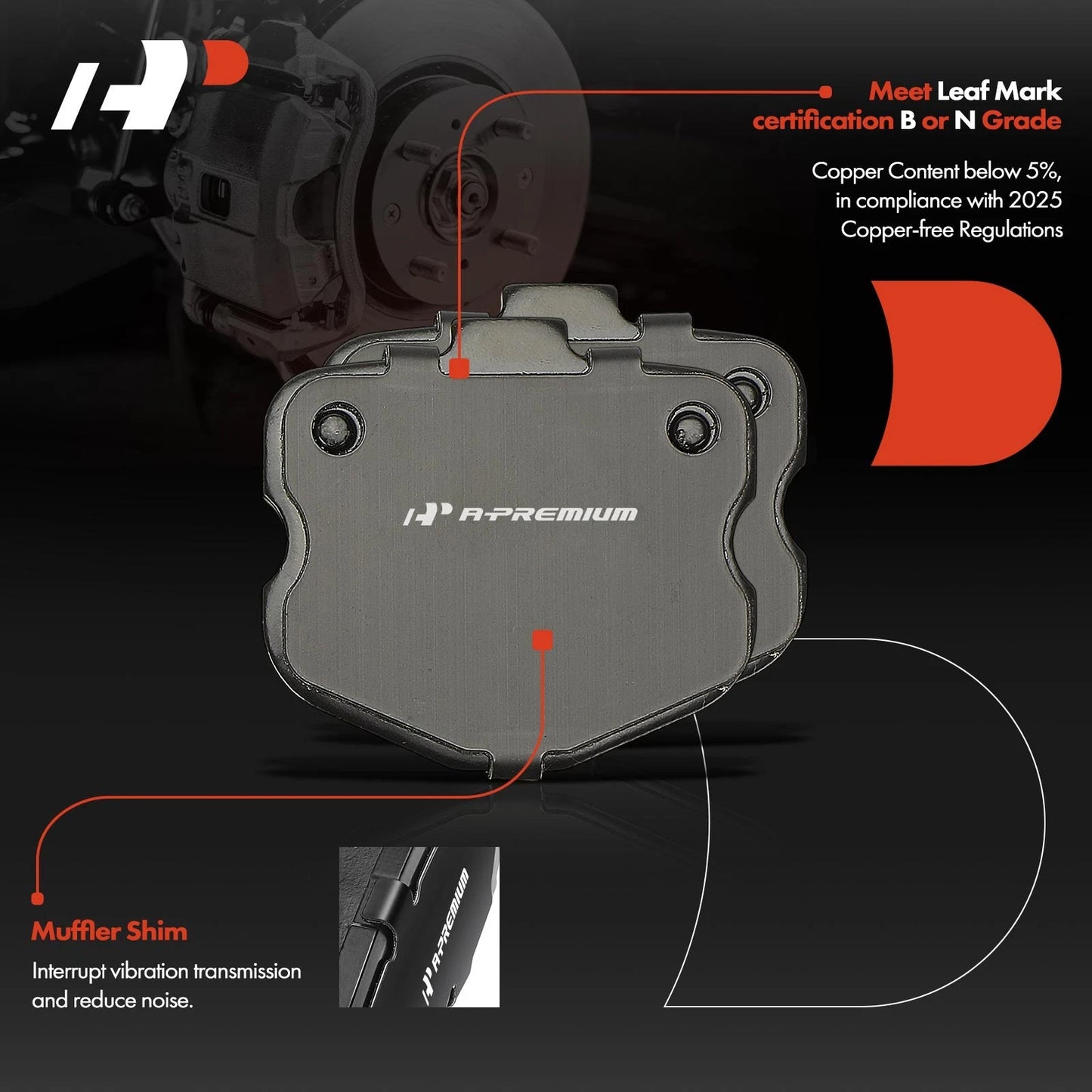 12x Front Ceramic Brake Pads for Chevrolet Corvette (2006–2013)