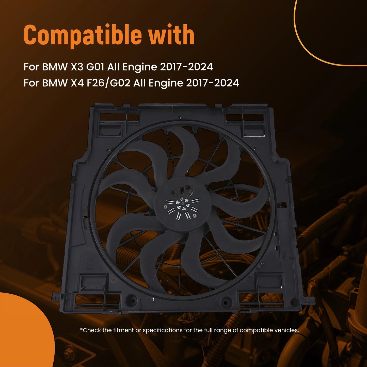 Electric Radiator Cooling Fan for BMW X3 G01 X4 F26/G02 (2014–2024)