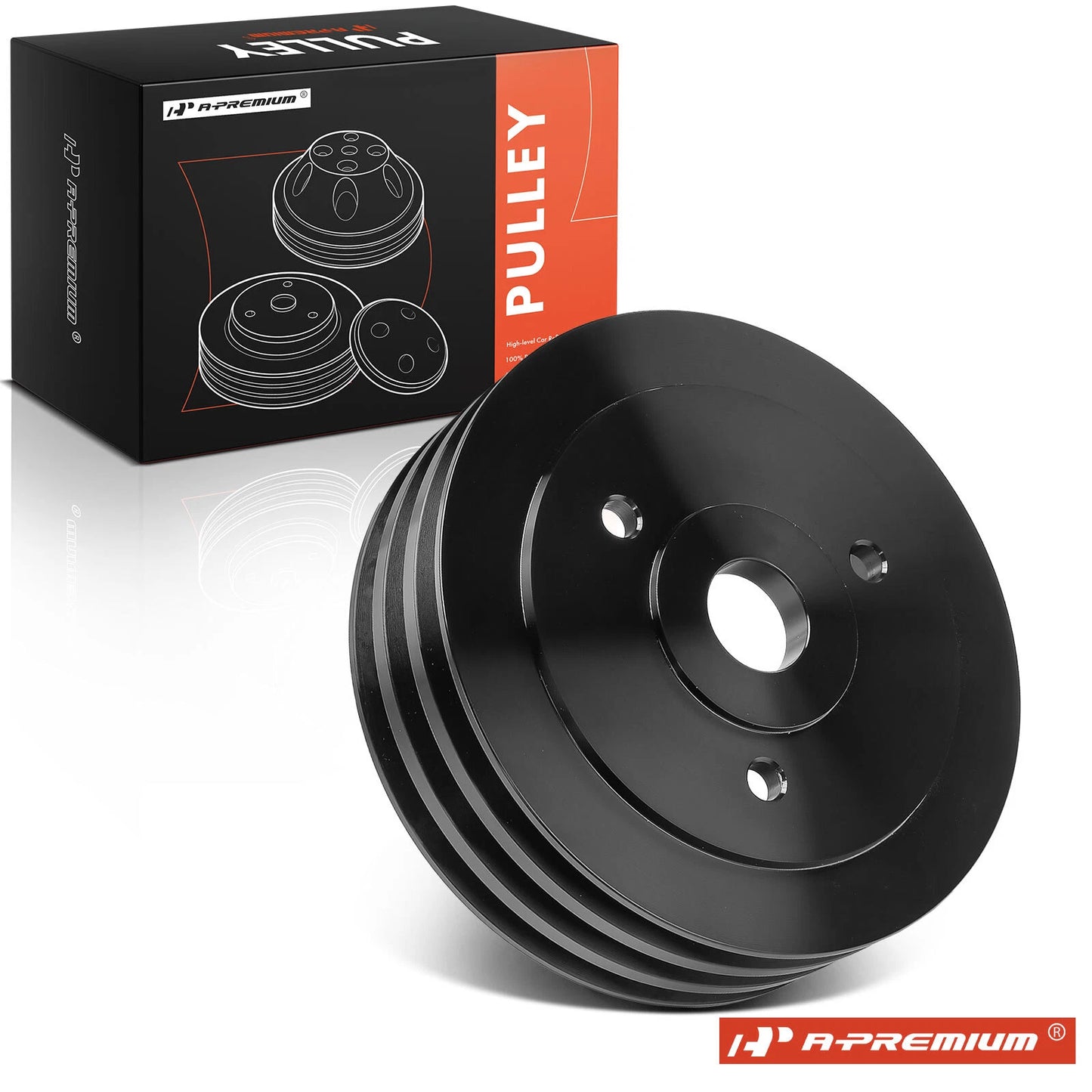 Black Aluminum Triple Groove Crankshaft Pulley for Chevy V8 (BBC)