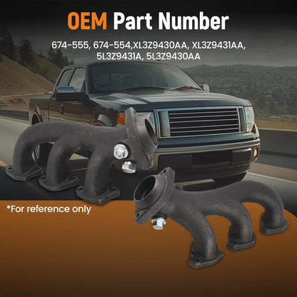 Cast Iron Exhaust Manifold LH & RH for Ford F-150 (1999–2008) & Heritage (2004)