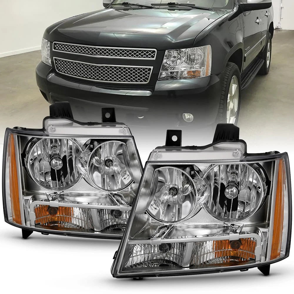 Chrome Clear Lens Headlight Assembly w/Reflector for 07-13 Chevy Suburban 2500