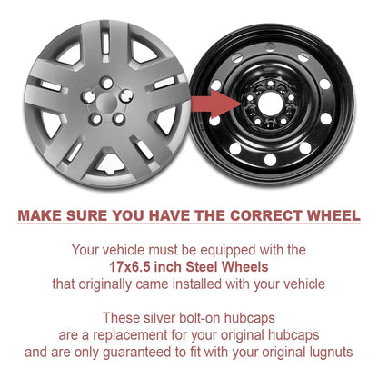 Hub Caps 17 Inch Bolt On Full Rim Set for Dodge Avenger Caliber (2007–2014)