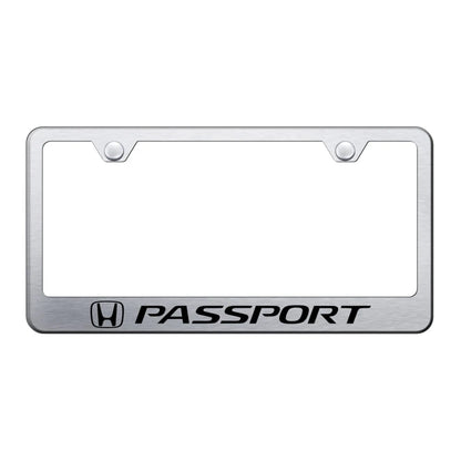 Brushed Laser Etched Wide Bottom License Plate Frame for Honda Passport
