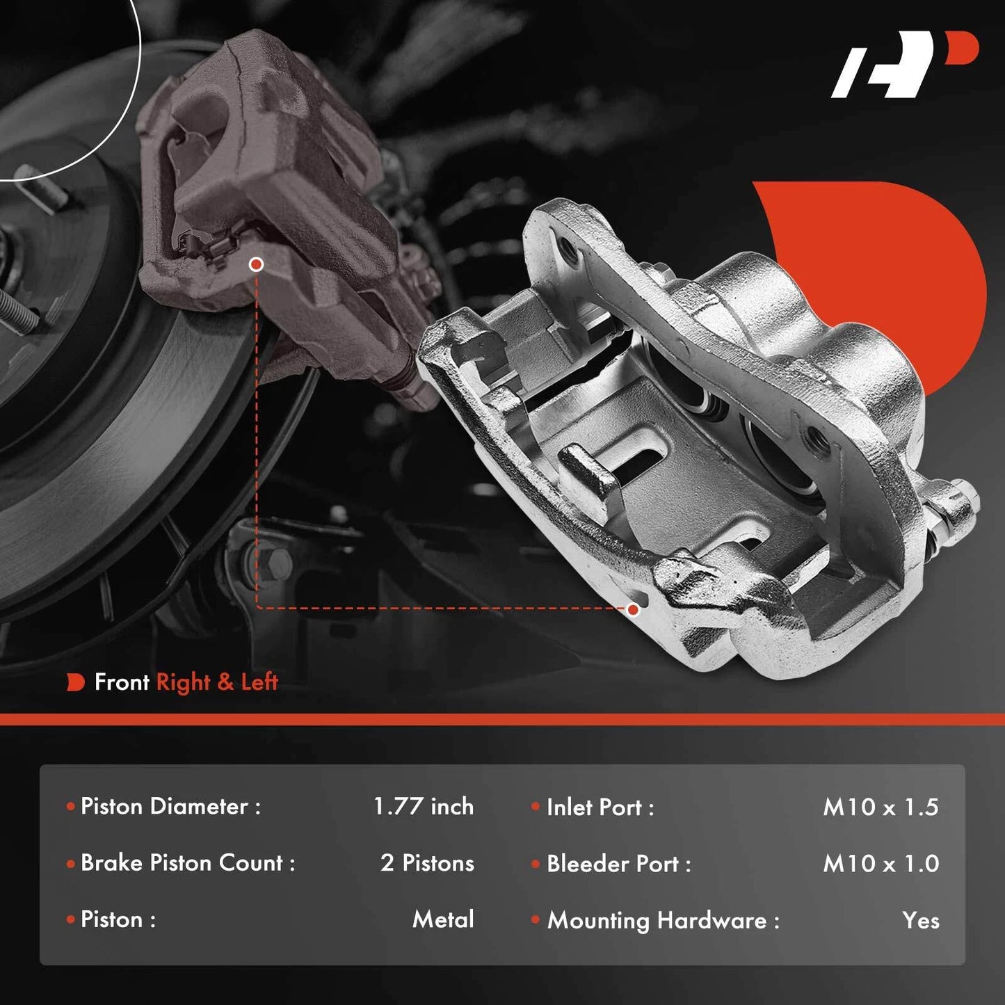 6X Front Brake Caliper & Ceramic Brake Pad for Chevy Equinox (2005–2010)