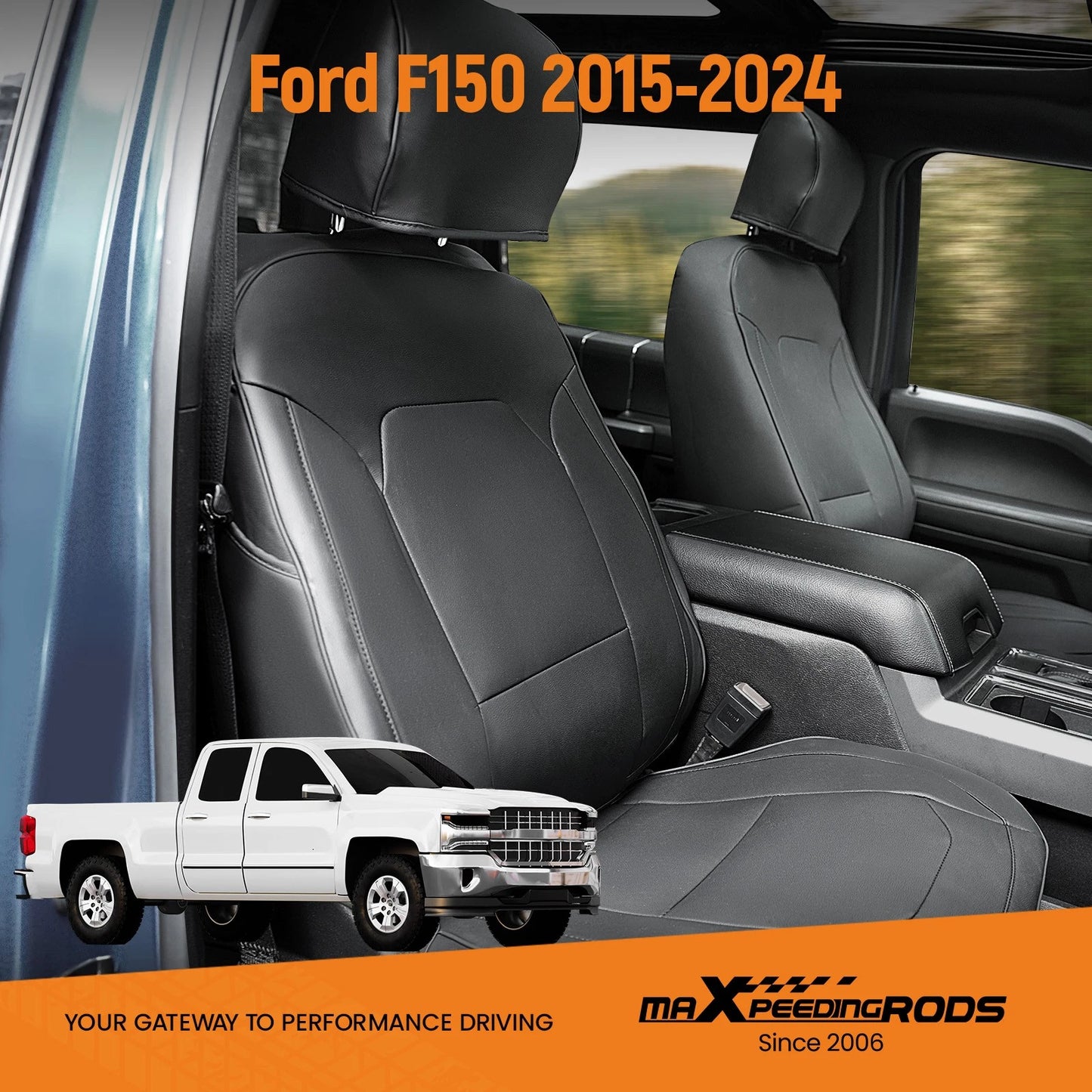 Full Set Leather Waterproof Truck Seat Covers for Ford F-150 (2015–2024)