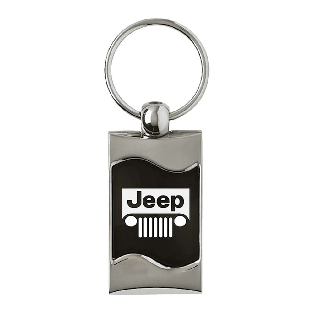 Grille on Black Rectangular Wave Keychain - Officially Licensed for Jeep
