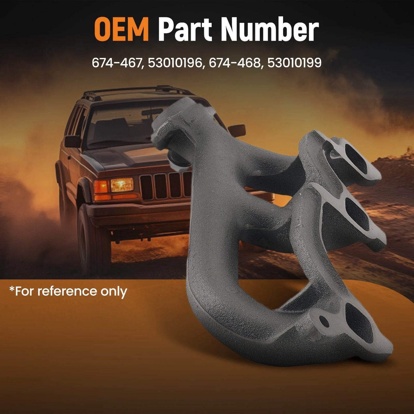 Exhaust Manifold for Jeep Cherokee XJ & Wrangler TJ (1999–2006) Front/Rear