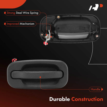 2X Black Textured Exterior Door Handle for Chevy Silverado GMC