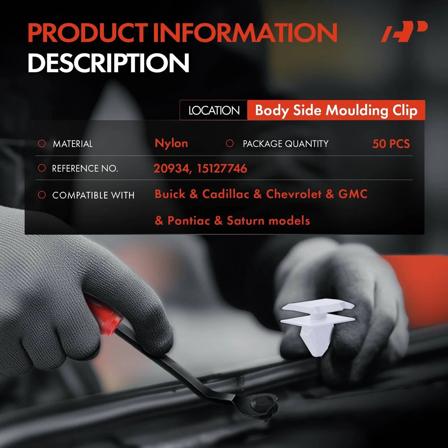 50Pcs Nylon Body Side Moulding Clips for Chevrolet GMC Buick