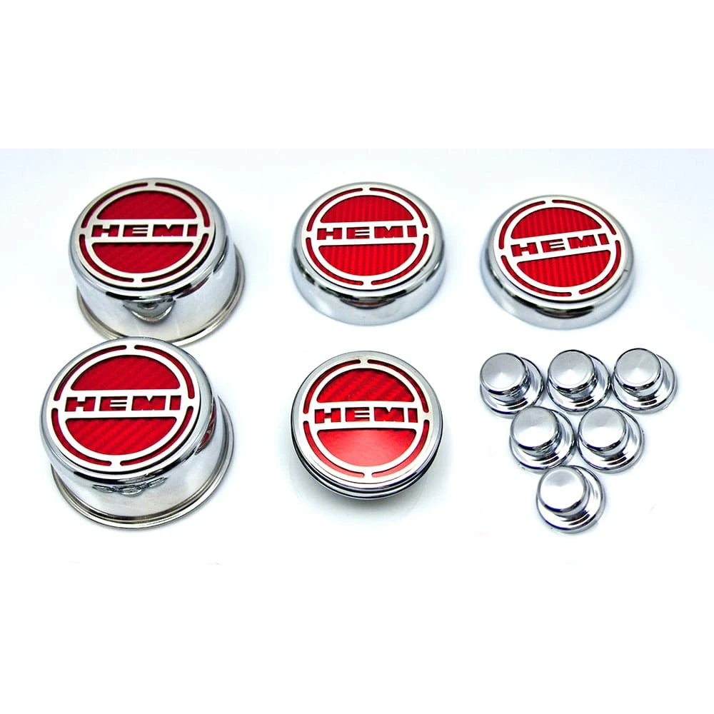 Cap Cover Kit with Blue Carbon Fiber Vinyl HEMI Inlay for Dodge Charger (2008–2015)