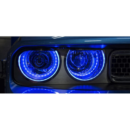 Brushed Stainless Headlight Surrounds with Blue LED for Dodge Challenger (2008–2014)
