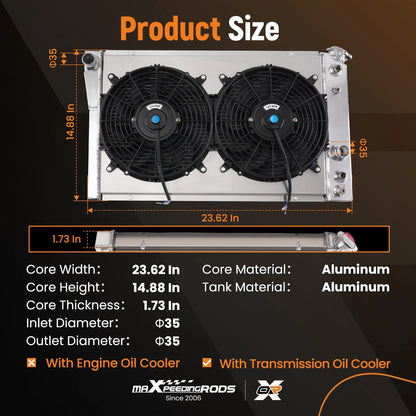 3 Row Aluminum Radiator Fan Assembly for Chevy S10 Blazer V8 (1982–2002)