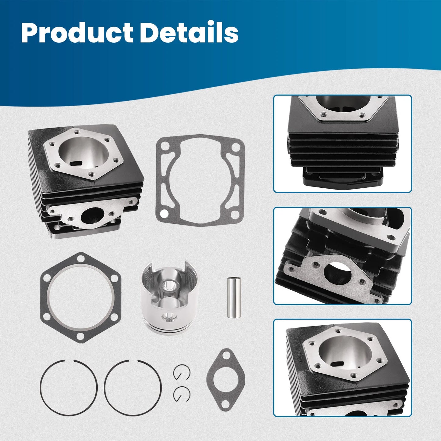 Engine Cylinder & Piston Rebuild Kit for EZGO 1976–1988 2 Cycle 244CC