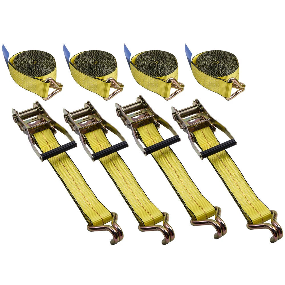 2" x 27ft Ratchet Tie Down Strap Set With J Hook for Truck (2–Pack, 2020–2025)