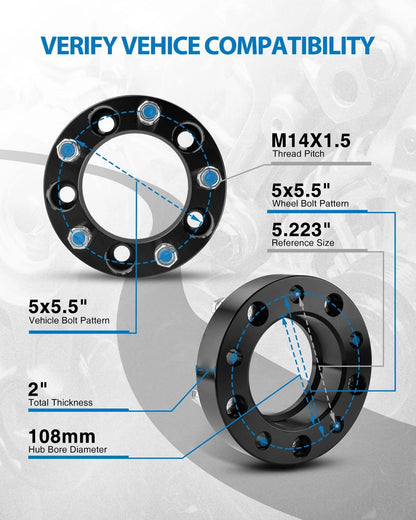 2" 5x5.5 Wheel Spacers for Dodge Ram 1500 (2012–2018)
