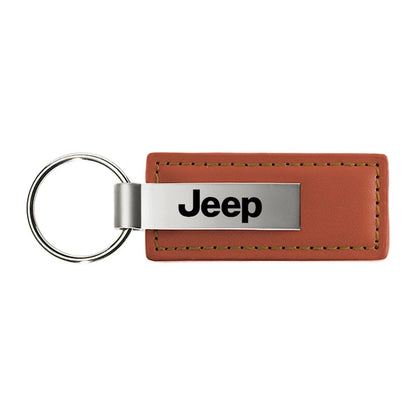 Brown Leather Keychain KC1541.JEE - Officially Licensed for Jeep
