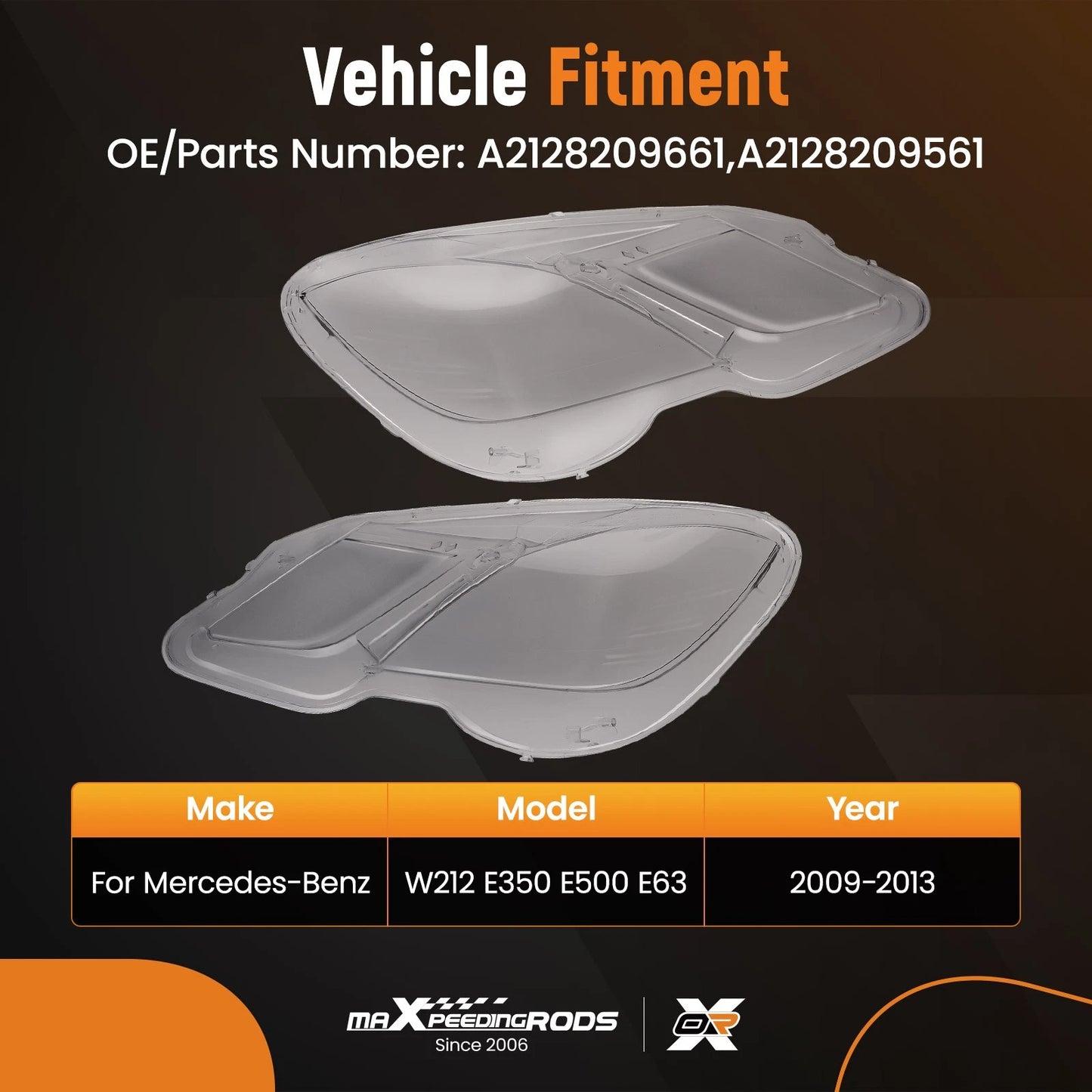 Headlight Lens Cover for Mercedes-Benz E-Class (2009–2013) A2128209661 Clear