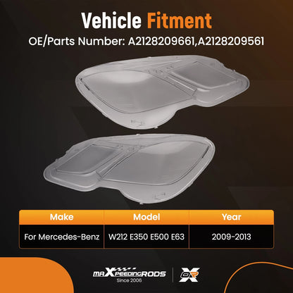 Headlight Lens Cover for Mercedes-Benz E-Class (2009–2013) A2128209661 Clear