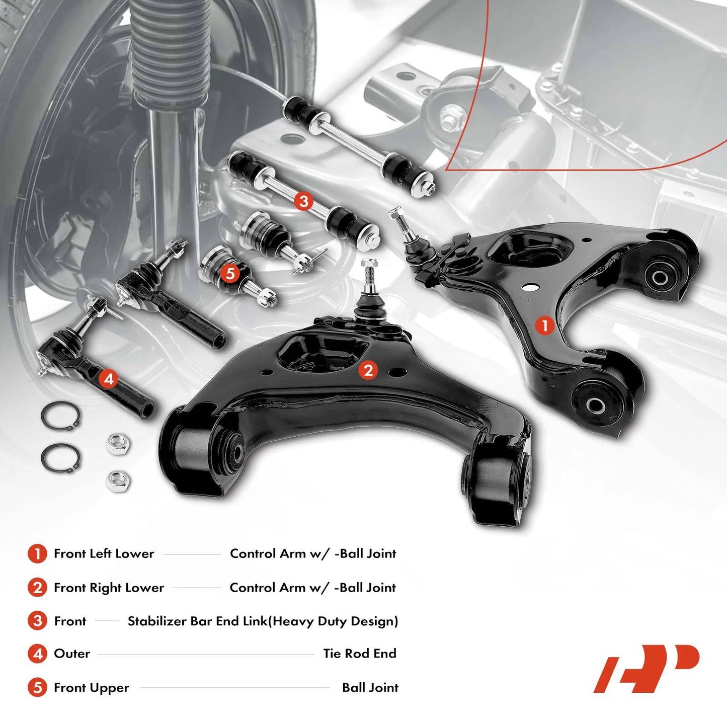 8x Front Control Arm Stabilizer Bar End Link for Chevy Silverado 1500 (2007–2018)