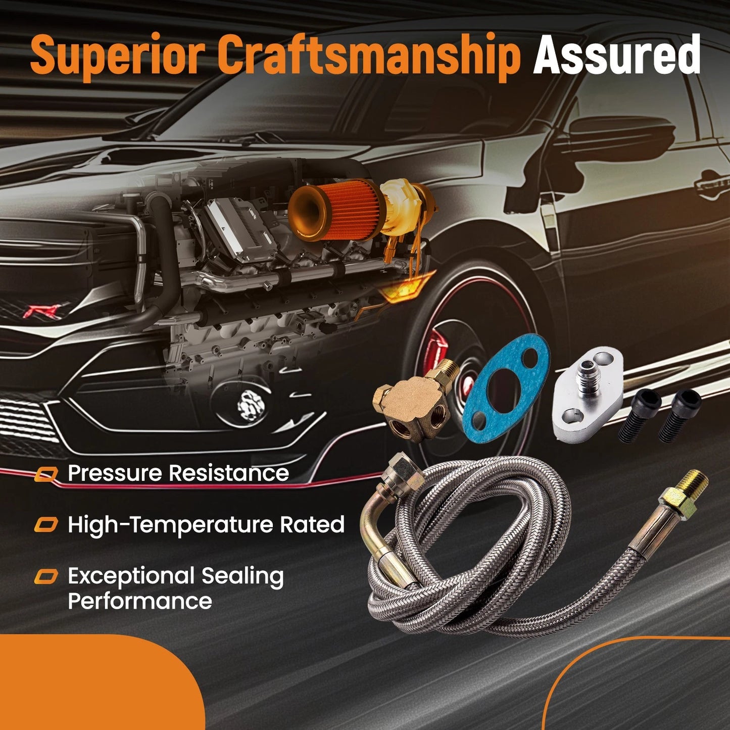 90 Degree Turbo Oil Feed Line Kit for T3/T4 (1/8 NPT) (1.4" -4AN) (2014–2014)