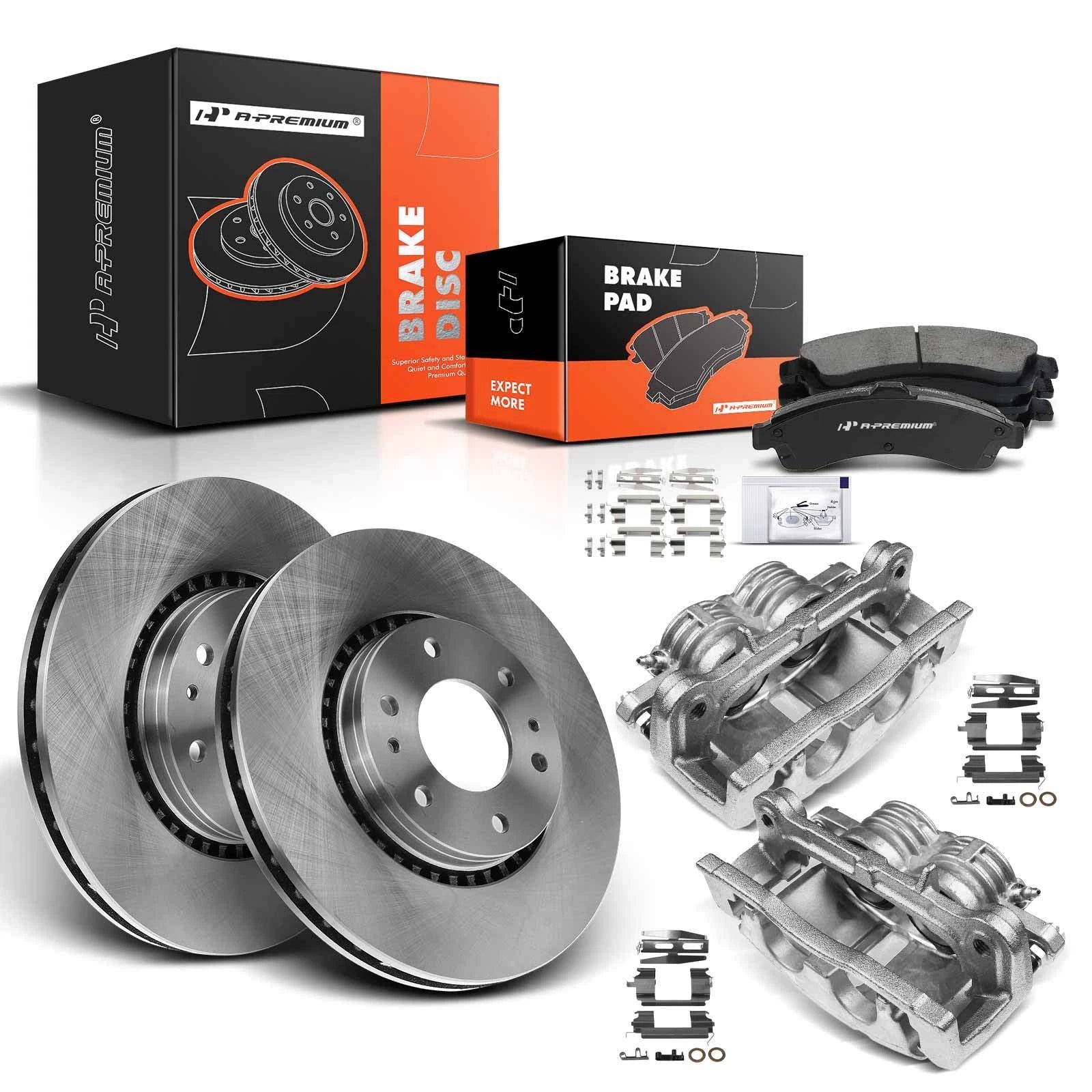 Brake Rotor & Pads with Caliper Set for Chevrolet GMC Envoy Buick