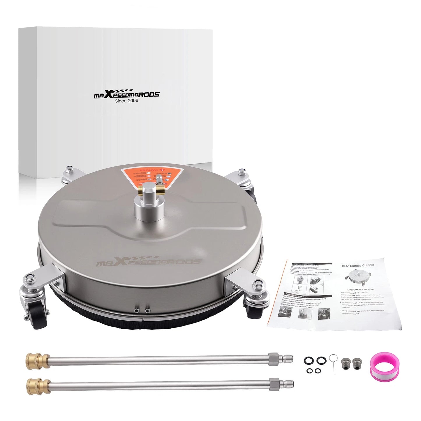 16.5in Pressure Washer Surface Cleaner Kit for 4200 PSI (4 Wheels, Rods)