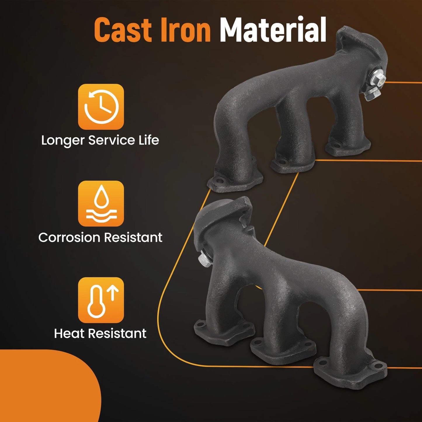 Cast Iron Exhaust Manifold LH & RH for Ford F-150 (1999–2008) & Heritage (2004)