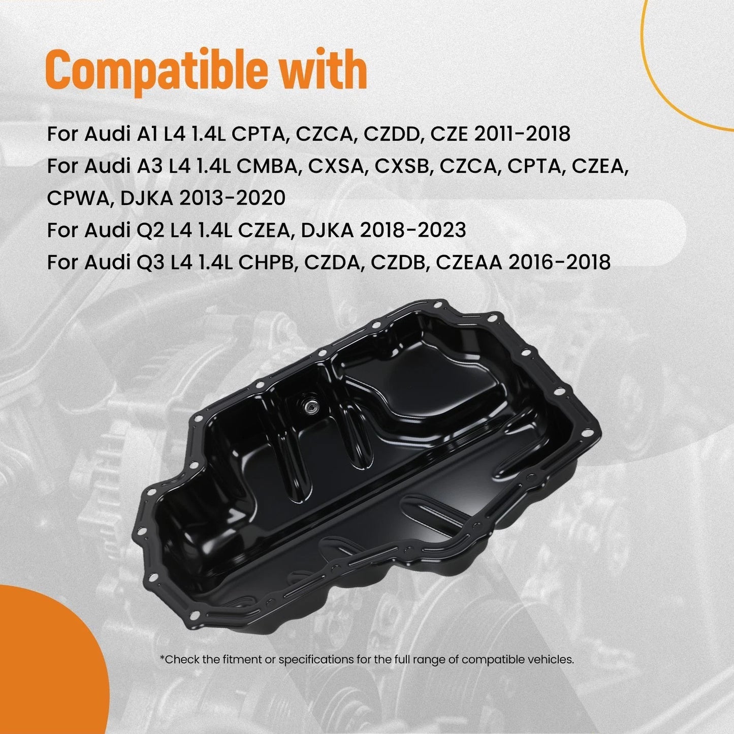 Engine Oil Pan for Volkswagen Jetta Golf Tiguan Taos 1.4L (04E103600A) 2019–2022