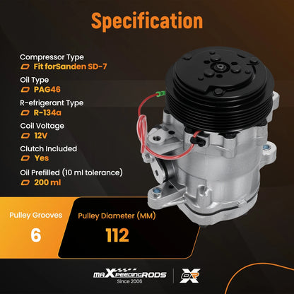 AC Compressor Assembly for Sanden SD7 (2005–2007)