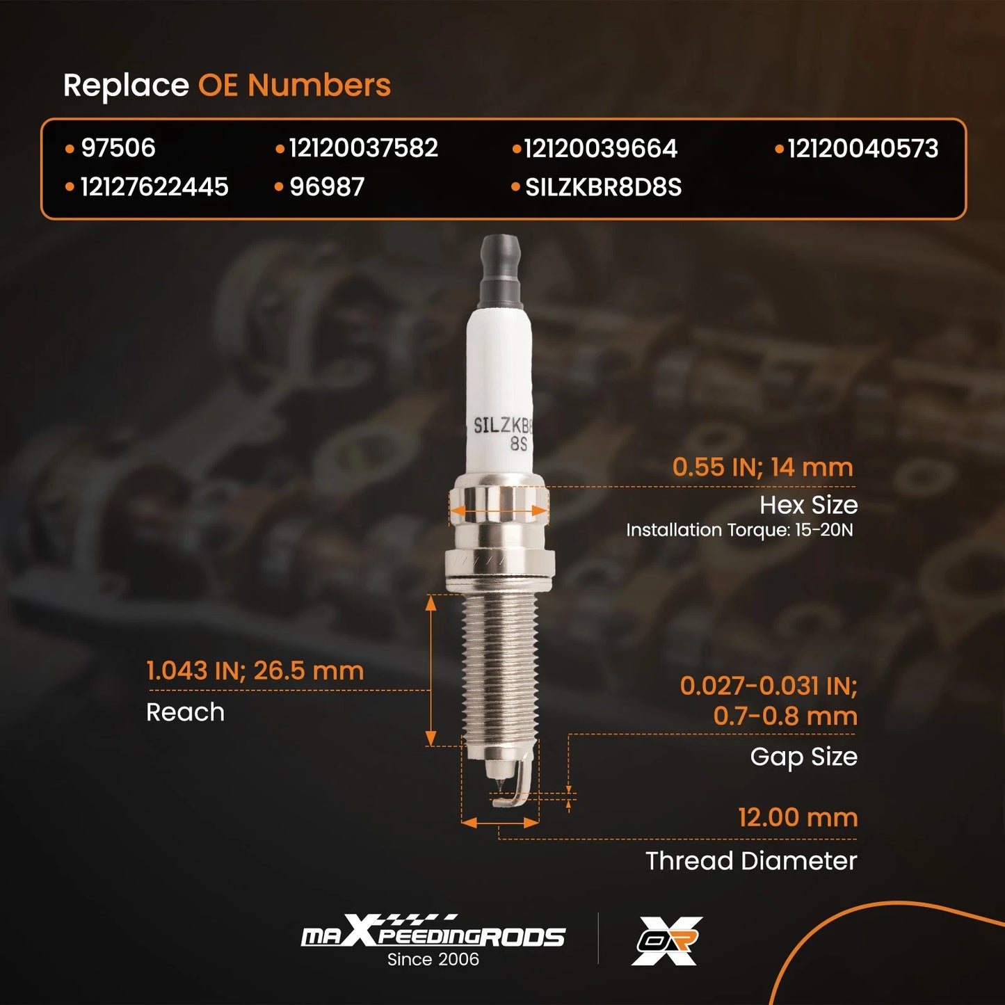 Iridium Spark Plugs for BMW 228i 320i 328i 428i (2012–2018)
