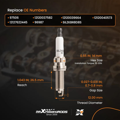Iridium Spark Plugs for BMW 228i 320i 328i 428i (2012–2018)