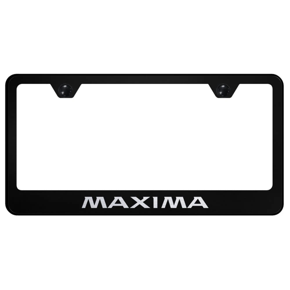 Etched on Black License Plate Frame - Officially Licensed for Nissan Maxima