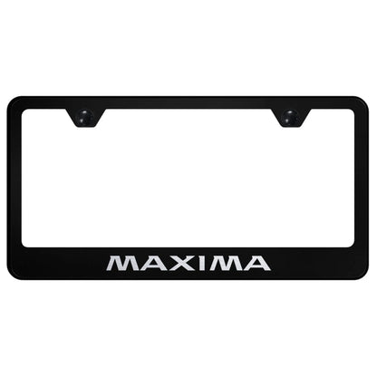 Etched on Black License Plate Frame - Officially Licensed for Nissan Maxima