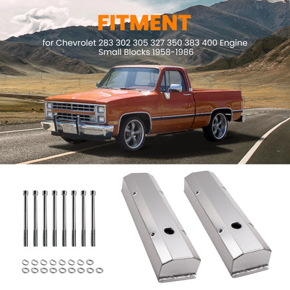 Fabricated Satin Long Bolt Valve Covers for Chevrolet 350 SBC (1958–1986)
