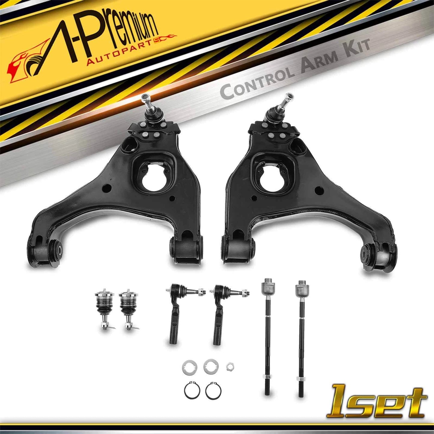 8x Front Lower Control Arm Ball Joint Tie Rod for Chevy Silverado 1500 (2007–2018)
