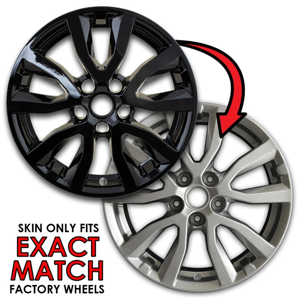 17-Inch Gloss Black Wheel Skins Replacement for Nissan Rogue (2017–2020)
