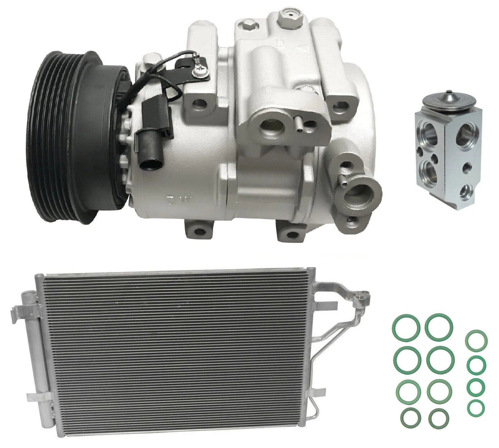 AC Compressor Kit With Condenser Replacement for Kia Forte Koup 2.4L (2010)