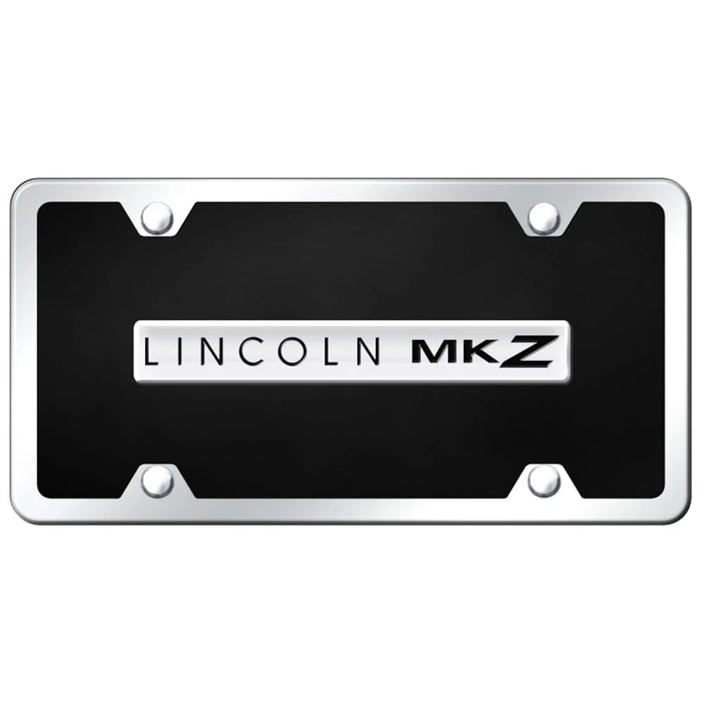 Chrome on Black Acrylic License Plate Kit - Officially Licensed for Lincoln MKZ