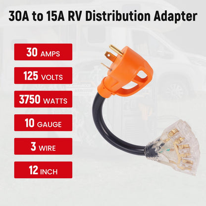 Distribution Adapter Cable 30A TT-30P for MaxpeedingRods MXR3500–MXR3800