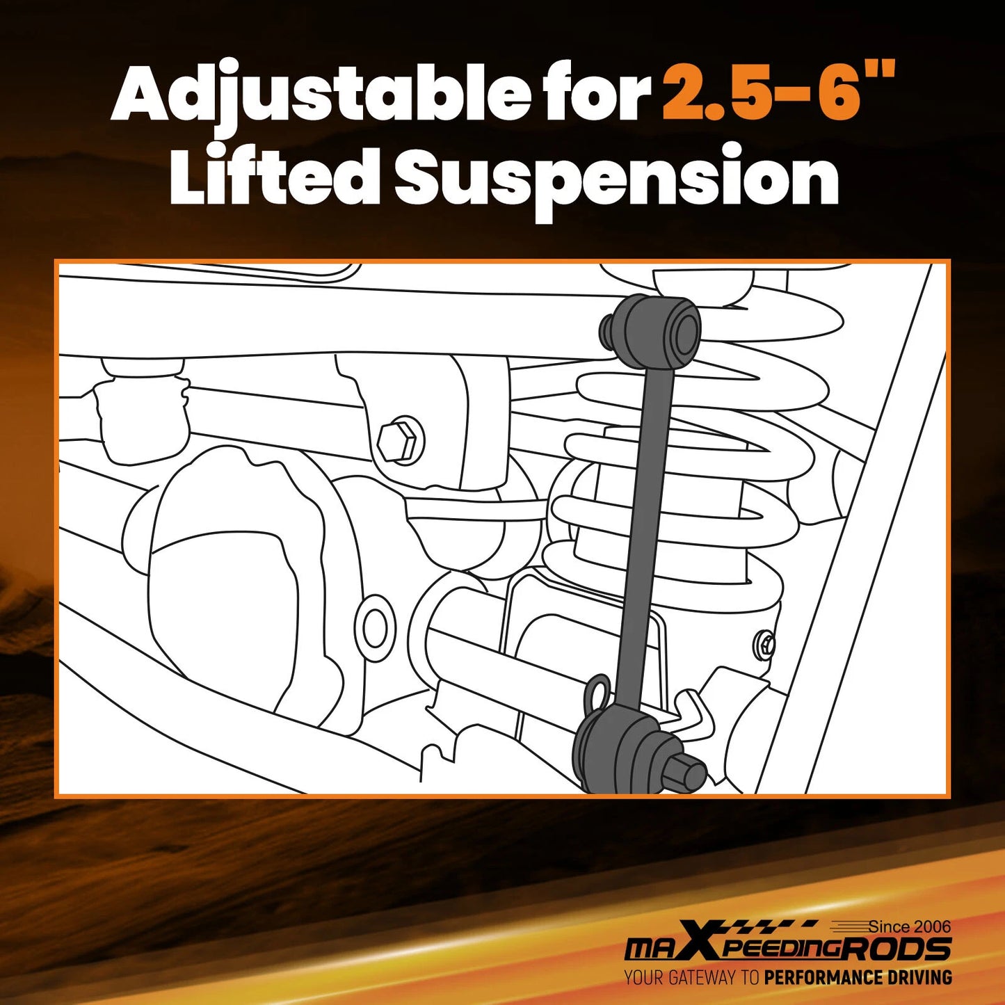 Front Extended Sway Bar End Links for Jeep Wrangler (2007–2018)